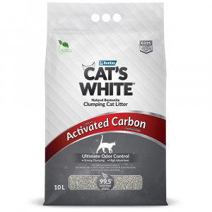 Наполнитель комкующийся Cat's White Activated Carbon с активированным углем для кошачьего туалета (10л)
