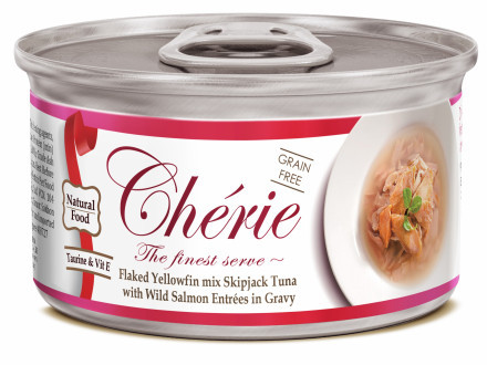 Pettric консервы для кошек Cherie Тунец с лососем в подливе 80г