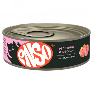 ENSO Корм влажный паштет для котят, с телятиной и овощами, банка 100г